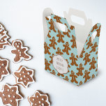 Cute Gingerbread Man Christmas Cookies Favour Boxe Favor Box<br><div class="desc">A cute little gift box covered with cute little gingerbread men. You can add a short greeting to the front and back. I've put them on a robin egg blue coloured background as it brings out the colour of their eyes.</div>