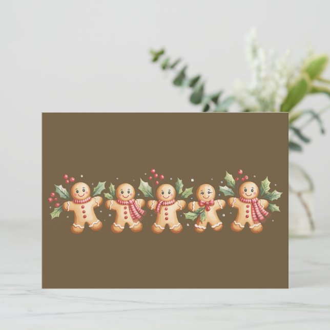 Cute Gingerbread Man Christmas Holiday Baker Gift Card (Standing Front)