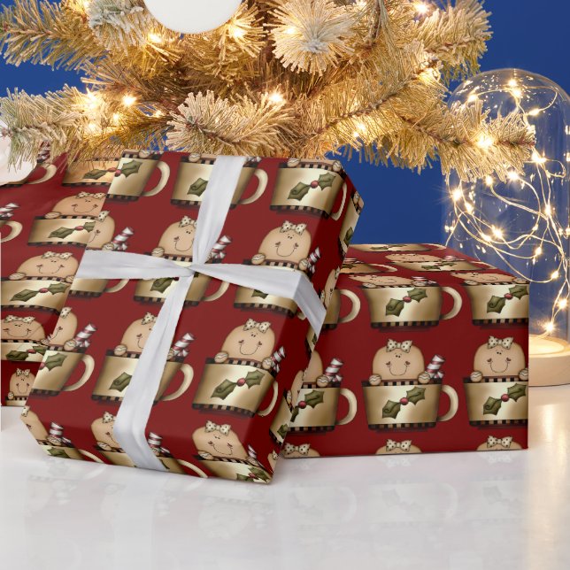 Cute Gingerbread Man, Christmas, Holiday Wrapping Paper (Holidays)