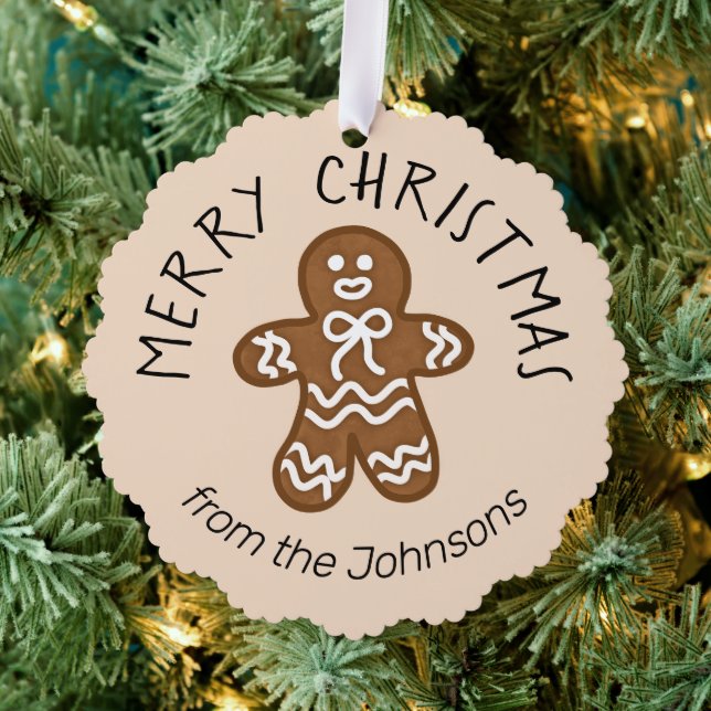 Cute Gingerbread Man Christmas Ornament Card (Insitu (Tree))