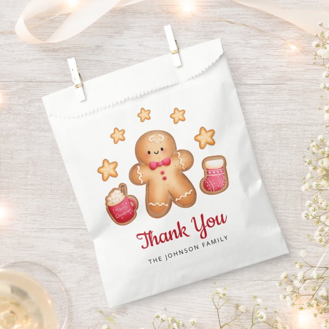 Cute Gingerbread Man Christmas Thank You  Favour Bag (Clipped)