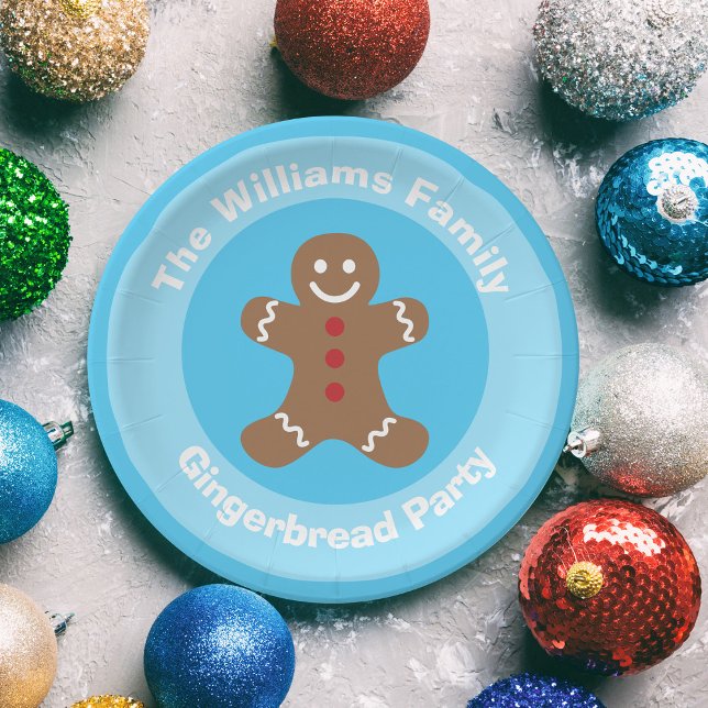Cute Gingerbread Man Cookie Custom Christmas Party Paper Plate (Creator Uploaded)