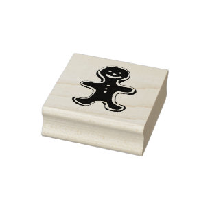 Cute gingerbread man cookie rubber stamp