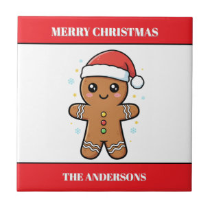 Cute Gingerbread Man Custom Christmas Tile