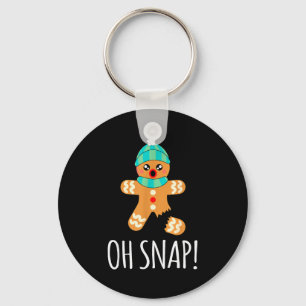 Cute Gingerbread Man Funny Christmas Oh Snap  Keychain