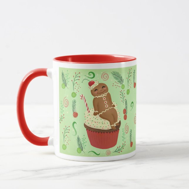 Cute Gingerbread Man Green Mug (Left)