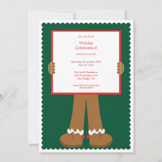 Cute Gingerbread Man Holiday Party Invitation
