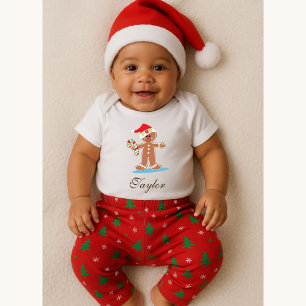 Cute Gingerbread Man Joy Baby Bodysuit