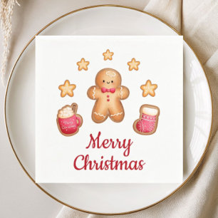 Cute Gingerbread Man Merry Christmas Napkin