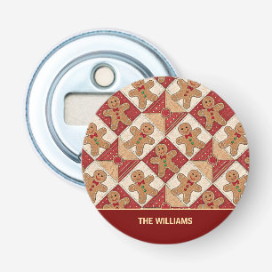 Cute Gingerbread Man Patchwork Pattern Style Bottle Opener