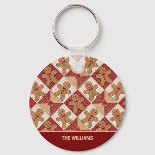 Cute Gingerbread Man Patchwork Pattern Style Keychain