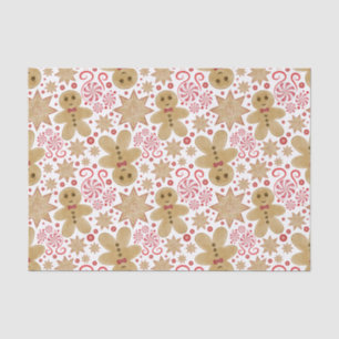 Cute Gingerbread Man & Peppermint Candy Christmas Tissue Paper