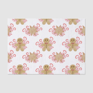 Cute Gingerbread Man & Peppermint Candy Christmas Tissue Paper