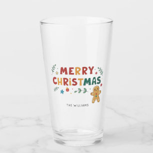 Cute Gingerbread Man Personalized Christmas Glass