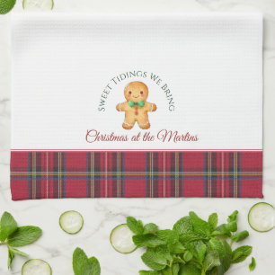 Cute Gingerbread man Personalized Name Christmas Kitchen Towel