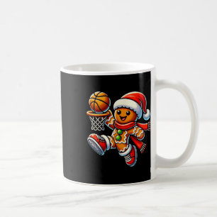 Cute Gingerbread Man Playing Basketball Christmas Coffee Mug