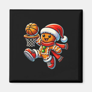 Cute Gingerbread Man Playing Basketball Christmas  Magnet