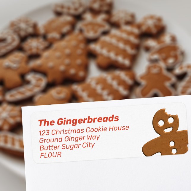 Cute Gingerbread Man Return Address Label (Love Gingerbread Cookies? Add your details to this cute return address label.  Happy Holidays!)