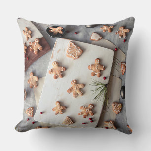 Cute gingerbread man throw pillow