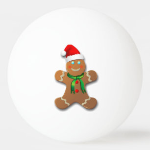 Cute Gingerbread Man With A Red Santa Hat Ping Pong Ball