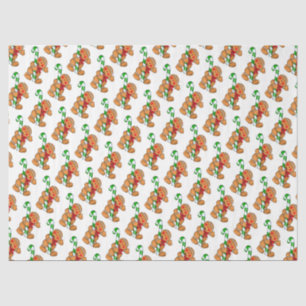 Cute Gingerbread Man with Candy Cane Tissue Paper