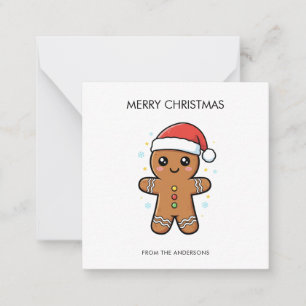 Cute Gingerbread Man with Santa Hat Christmas  Card