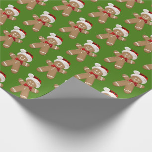 cute gingerbread man with Santa hat Wrapping Paper