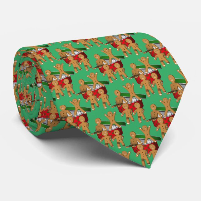 Cute Gingerbread Men Christmas Holiday   Tie (Rolled)
