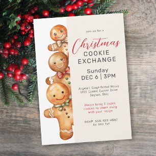 Cute Gingerbread Men Cookie Exchange Party Invitation