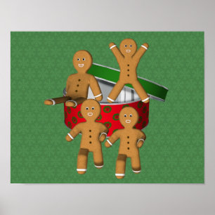 Cute Gingerbread Men Cookies Christmas Holiday Poster