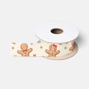 Cute Gingerbread Men Girls Christmas Cookie Satin Ribbon