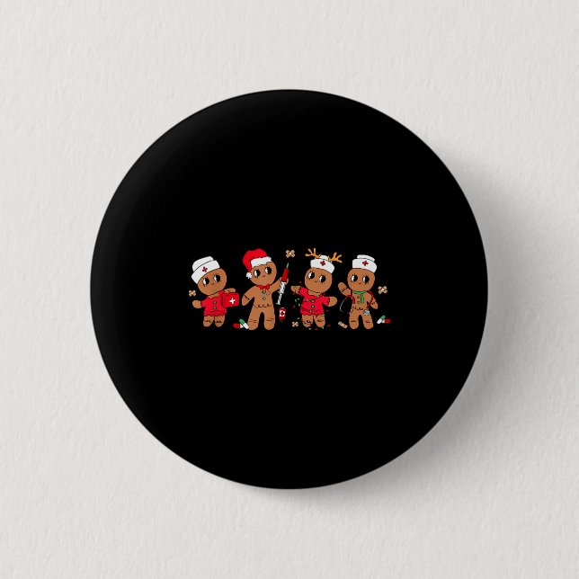 Cute Gingerbread Nurse Christmas Design Medical Hu 2 Inch Round Button (Front)