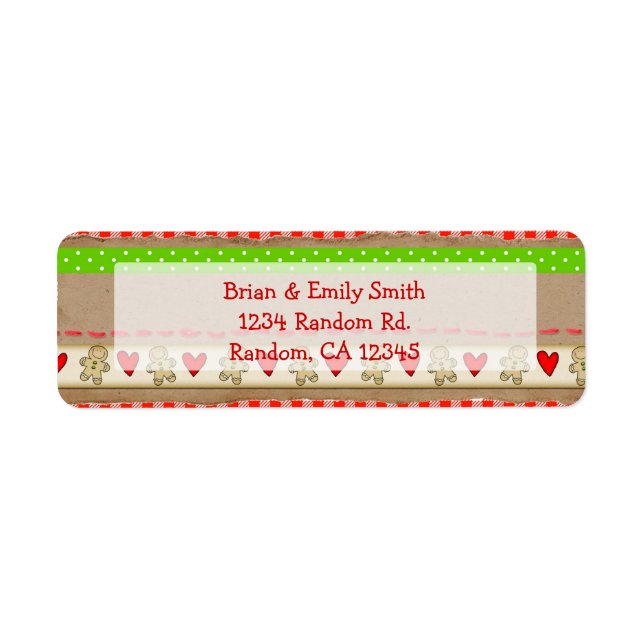 Cute gingerbread pattern return address labels (Front)