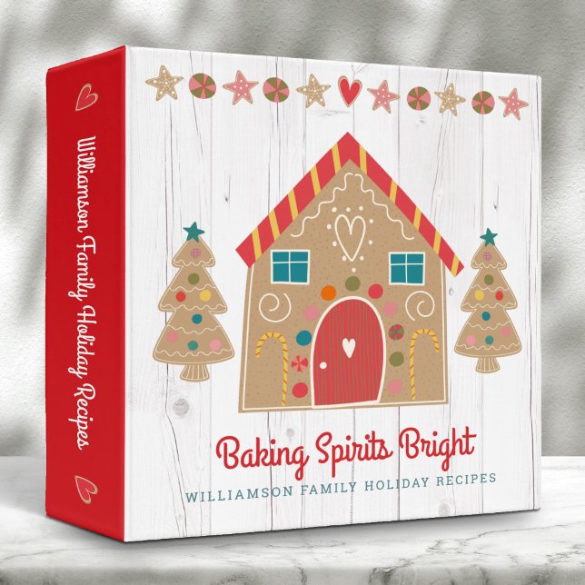 Cute Gingerbread Rustic Holiday Recipe Cookbook Binder (Choose from 3 color combos. Check out collection below.)