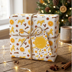Cute Gingerbread & Spices Christmas Wrapping Paper