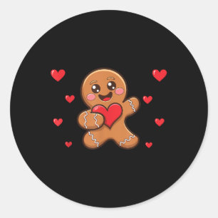 Cute Gingerbread Valentines Day Gingerbread Hearts Classic Round Sticker