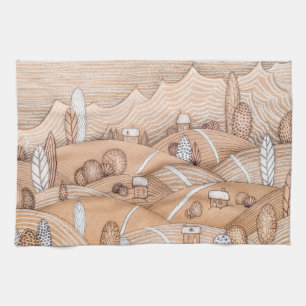 Cute Gingerbread Village Artwork   Kitchen Towel