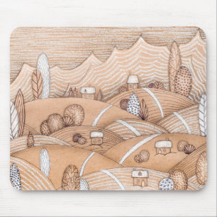 Cute Gingerbread Village Artwork Mouse Pad