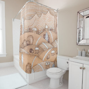 Cute Gingerbread Village Artwork   Shower Curtain