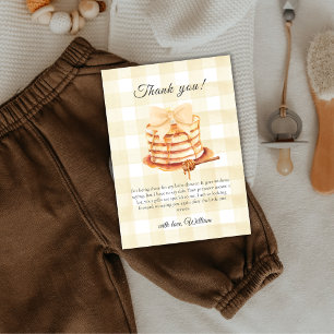 Cute Gingham Bow Pancake Brunch Baby Shower  Thank You Card