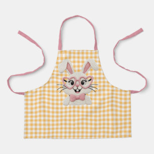Cute Gingham Bunny Pink Heart Glasses  Apron