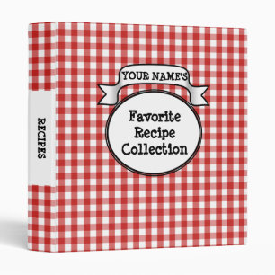 Cute Gingham Check Custom Personalized Recipe Book Binder