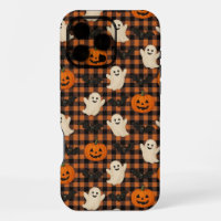 Cute, gingham halloween ghost pumpkin bats