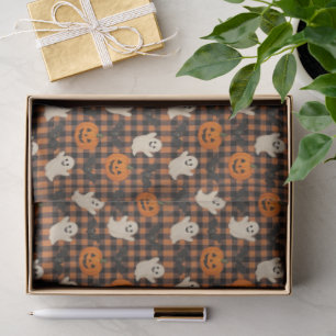 Cute, gingham halloween ghost pumpkin bats tissue paper