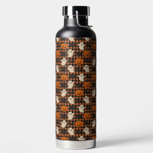 Cute, gingham halloween ghost pumpkin bats  water bottle