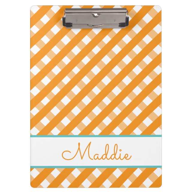 Cute Gingham Personalized Clipboard (Front)