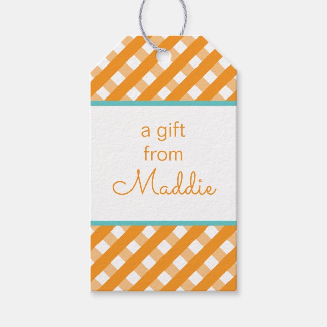 Cute Gingham Personalized Gift Tags (Front)