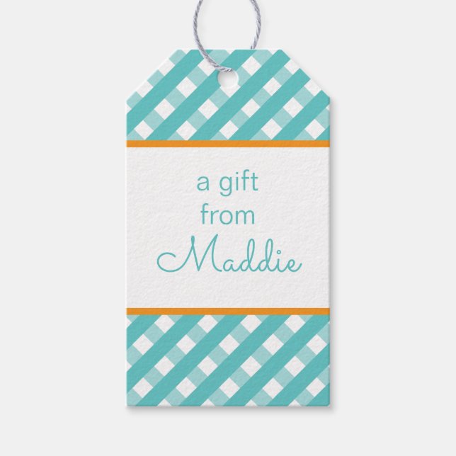 Cute Gingham Personalized Gift Tags (Front)