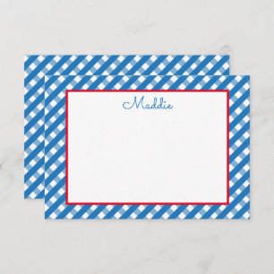 Cute Gingham Personalized Note Cards