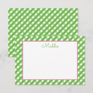 Cute Gingham Personalized Note Cards